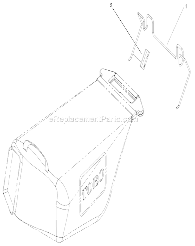 Hanger and Clamp Assembly Diagram and Parts List for 20025 210000001-210999999 - 2001 Toro Lawn Mower