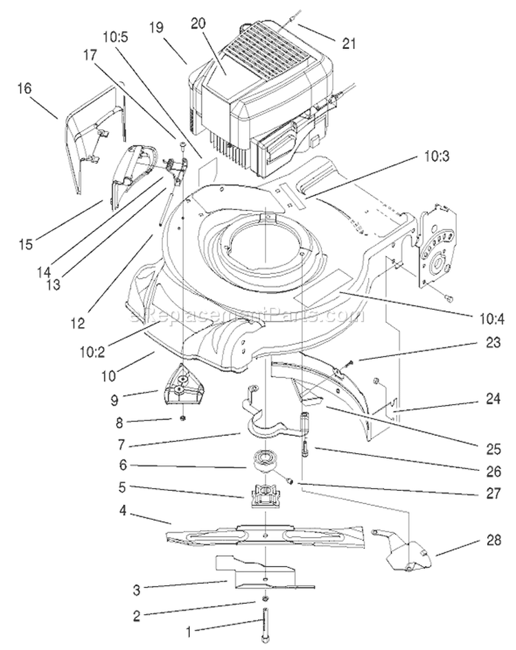 Engine Diagram and Parts List for 20025 210000001-210999999 - 2001 Toro Lawn Mower