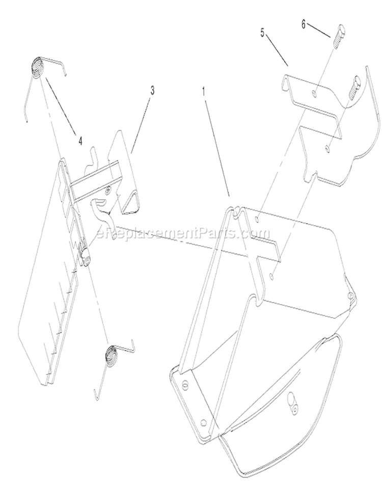 Discharge Door Assembly Diagram and Parts List for 20027 210000001-210999999 - 2001 Toro Lawn Mower