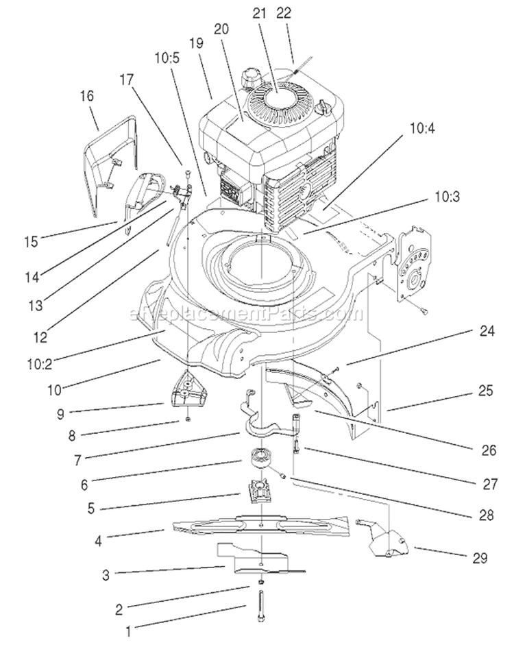 Engine Diagram and Parts List for 20027 210000001-210999999 - 2001 Toro Lawn Mower