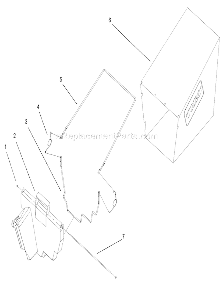 Bagging Assembly Diagram and Parts List for 20027 200000001-200999999 - 2000 Toro Lawn Mower