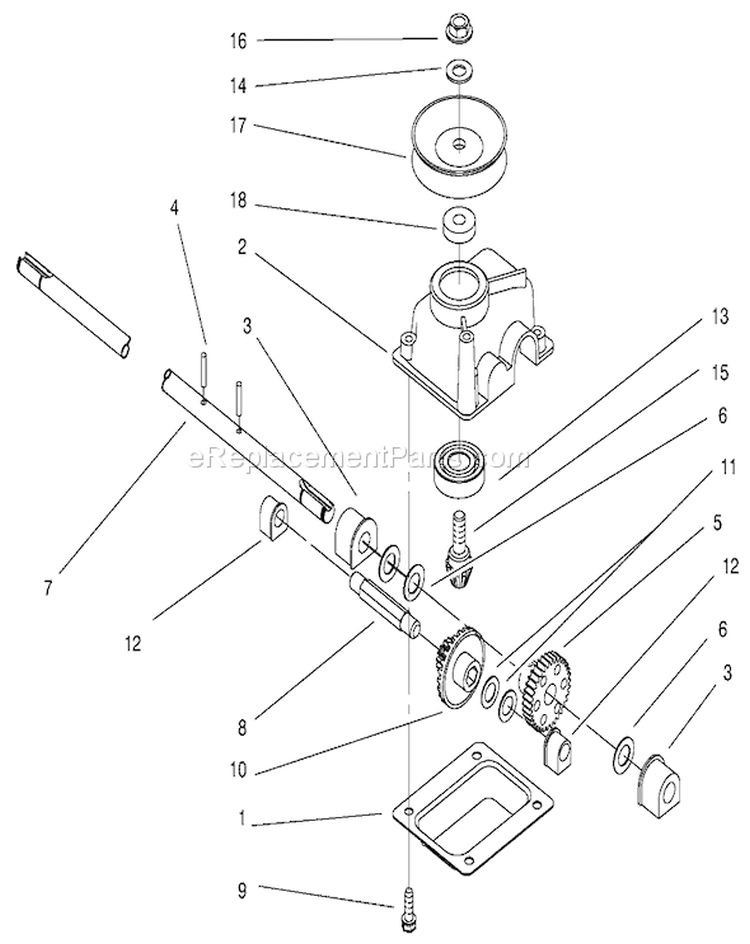 Gear Case Assembly Diagram and Parts List for 20025 200000001-200999999 - 2000 Toro Lawn Mower