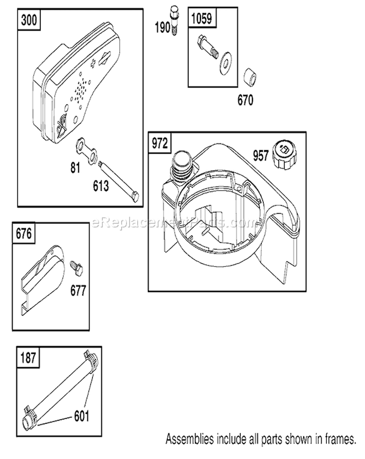 Muffler and Fuel Tank Diagram and Parts List for 20030 210000001-210999999 - 2001 Toro Lawn Mower