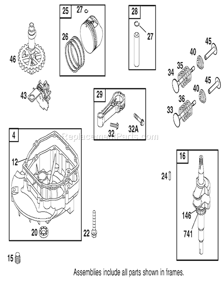 Crankshaft Assembly Diagram and Parts List for 20030 210000001-210999999 - 2001 Toro Lawn Mower