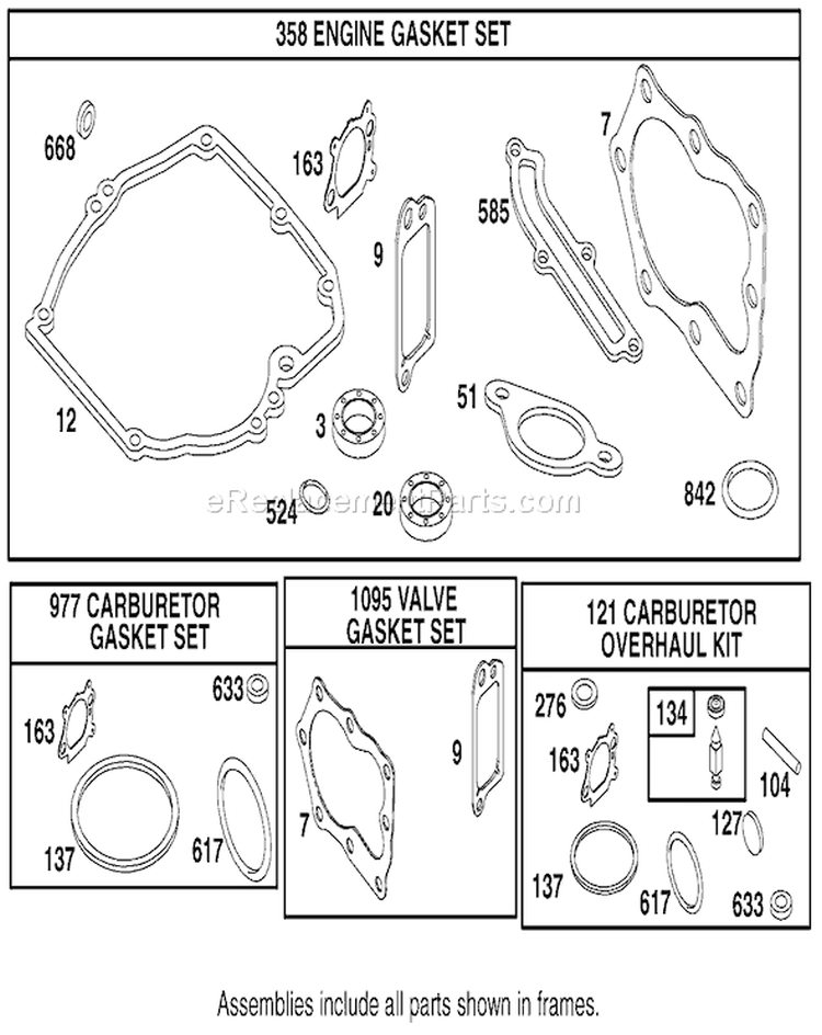 Gasket Assembly Diagram and Parts List for 20030 210000001-210999999 - 2001 Toro Lawn Mower