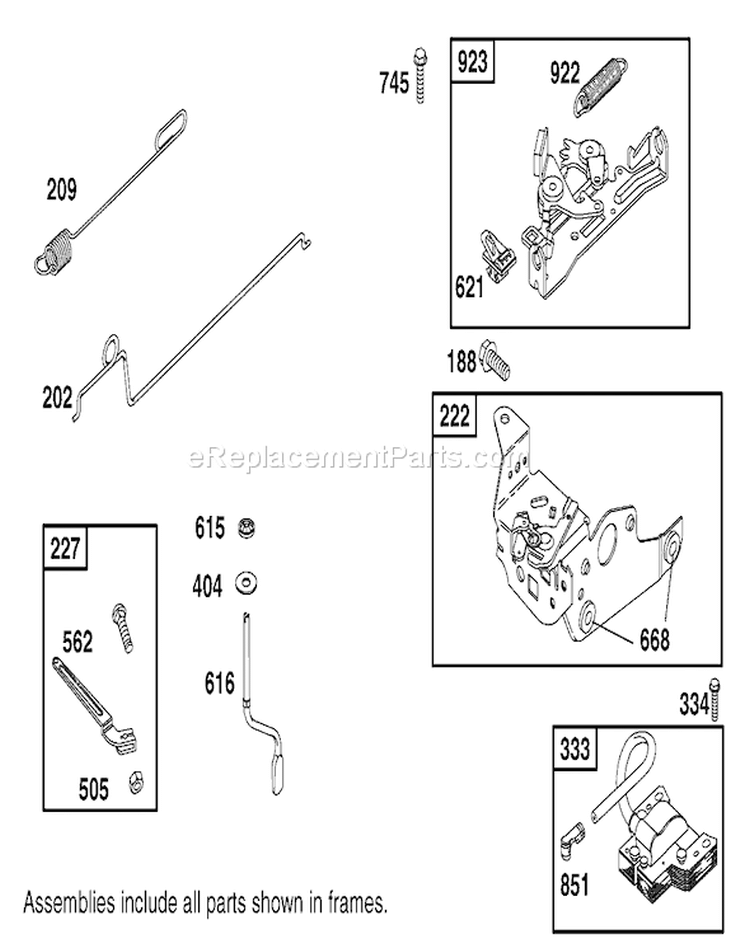 Governor Assembly Diagram and Parts List for 20030 210000001-210999999 - 2001 Toro Lawn Mower