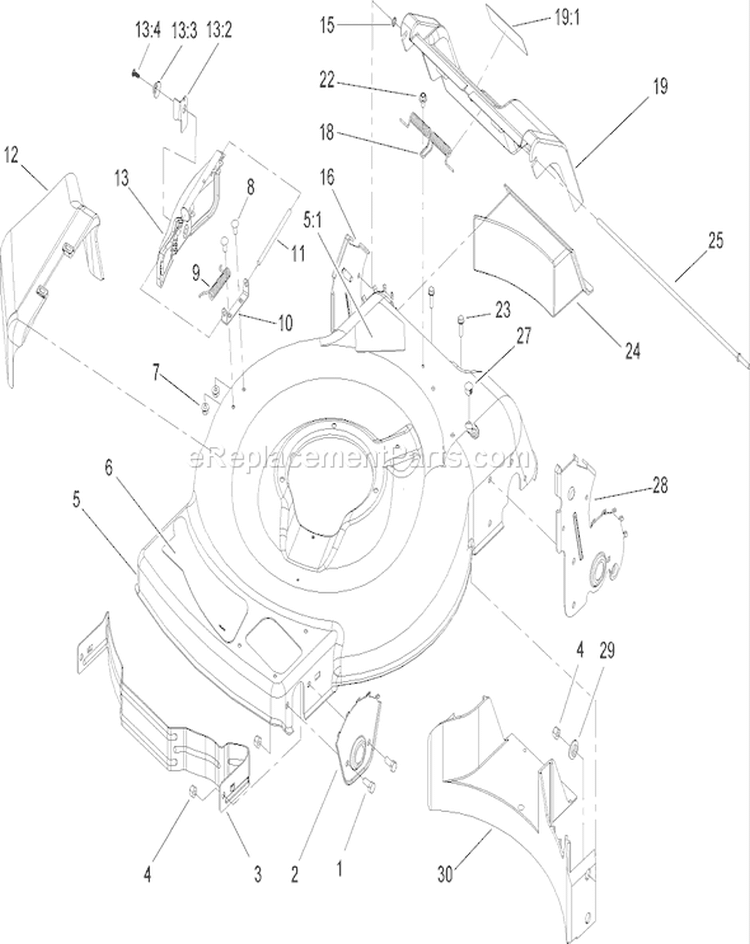 Housing Assembly Diagram and Parts List for 20017 240000001-240999999 - 2004 Toro Lawn Mower