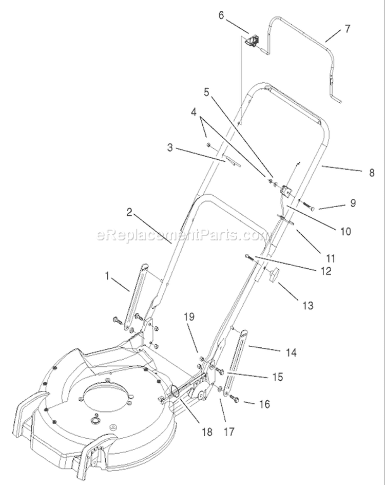 Handle and Controls Diagram and Parts List for 20033 220000001-220999999 - 2002 Toro Lawn Mower