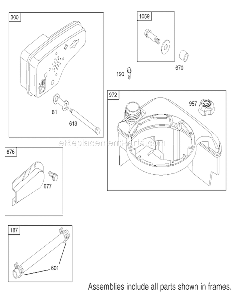 Muffler and Fuel Tank Diagram and Parts List for 20033 220000001-220999999 - 2002 Toro Lawn Mower
