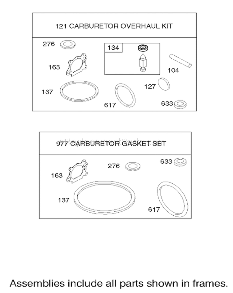 Carburetor Overhaul Kit Diagram and Parts List for 20033 220000001-220999999 - 2002 Toro Lawn Mower