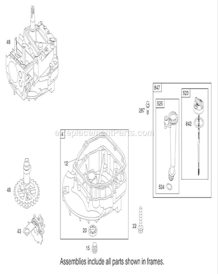 Crankcase Assembly Diagram and Parts List for 20033 220000001-220999999 - 2002 Toro Lawn Mower