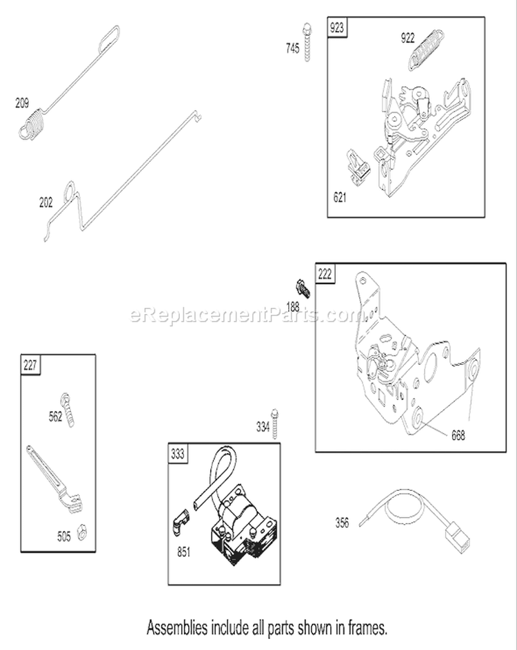 Governor Assembly Diagram and Parts List for 20033 240000001-240999999 - 2004 Toro Lawn Mower