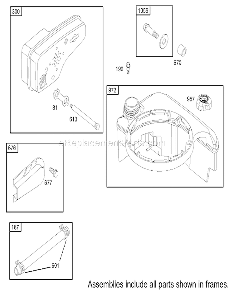 Muffler and Fuel Tank Diagram and Parts List for 20033 240000001-240999999 - 2004 Toro Lawn Mower