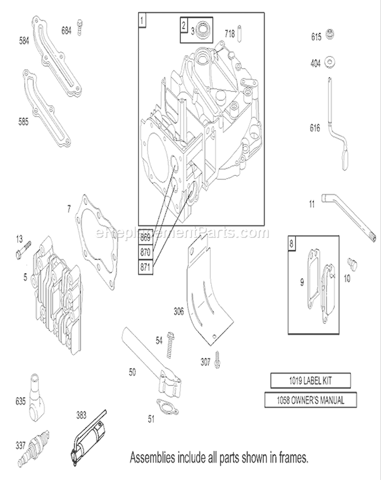 Cylinder Assembly Diagram and Parts List for 20033 240000001-240999999 - 2004 Toro Lawn Mower