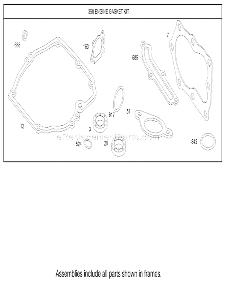 Gasket Assembly Diagram and Parts List for 20033 240000001-240999999 - 2004 Toro Lawn Mower