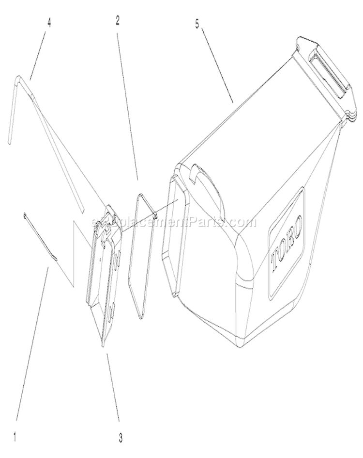 Grass Bagging Assembly Diagram and Parts List for 20035 210000001-210999999 - 2001 Toro Lawn Mower