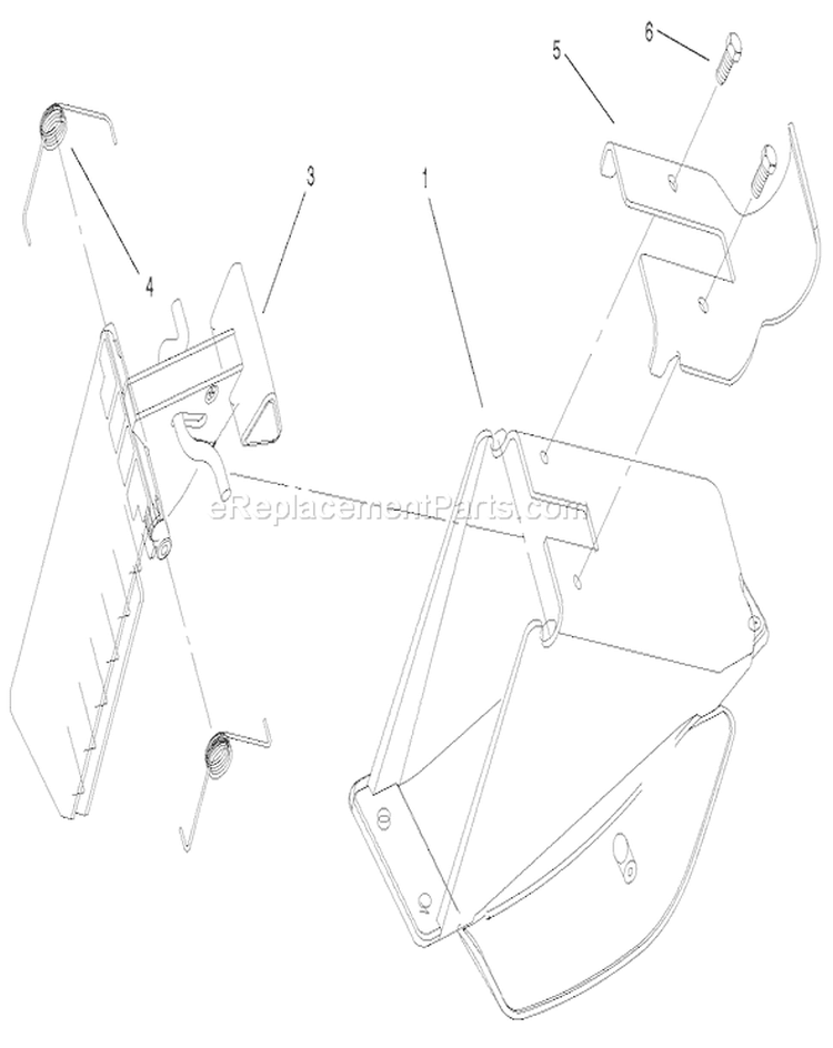 Discharge Door Assembly Diagram and Parts List for 20035 210000001-210999999 - 2001 Toro Lawn Mower