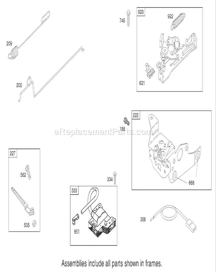 Governor Assembly Diagram and Parts List for 20037 220000001-220999999 - 2002 Toro Lawn Mower
