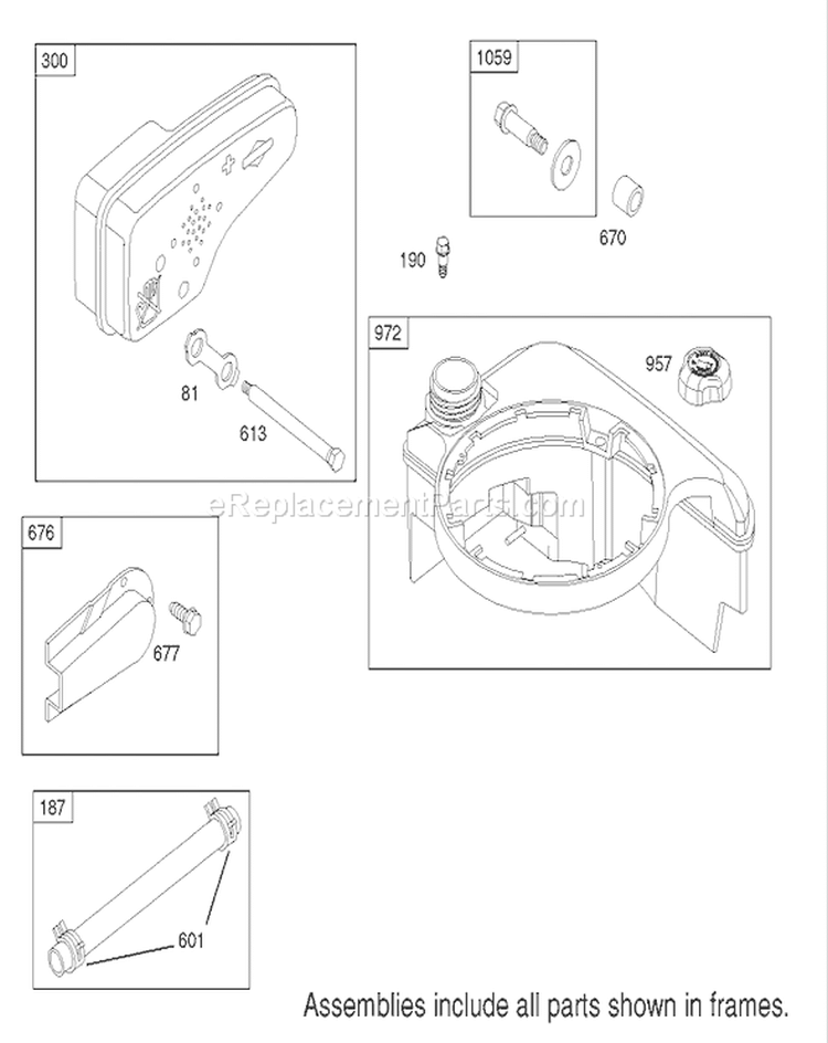 Muffler and Fuel Tank Diagram and Parts List for 20037 220000001-220999999 - 2002 Toro Lawn Mower