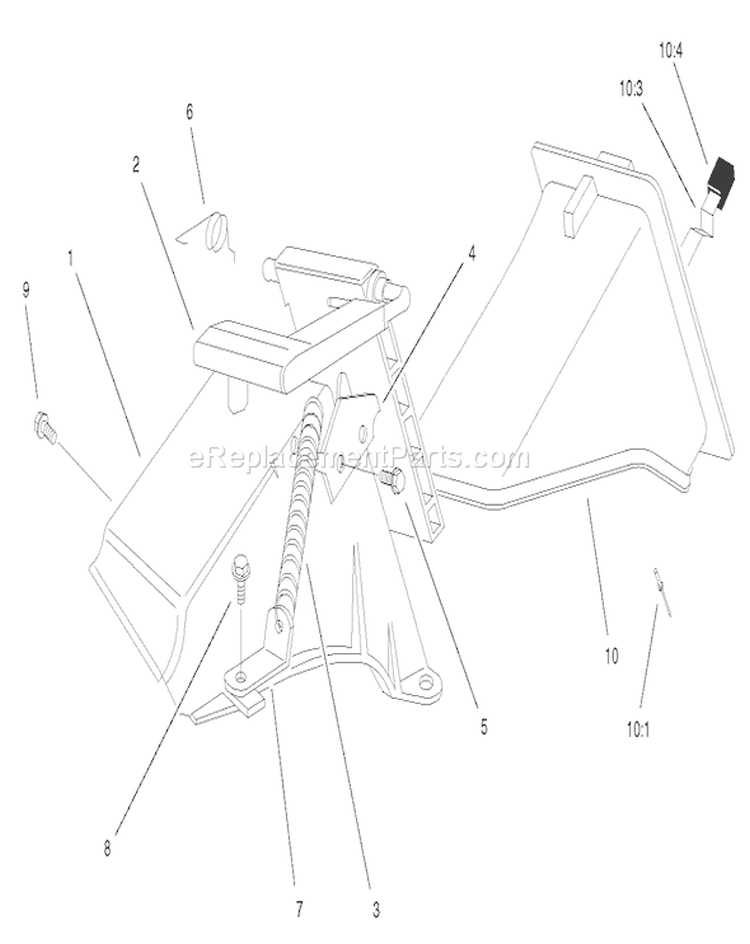 Rear Bag Discharge Chute Assembly Diagram and Parts List for 20037 220000001-220999999 - 2002 Toro Lawn Mower