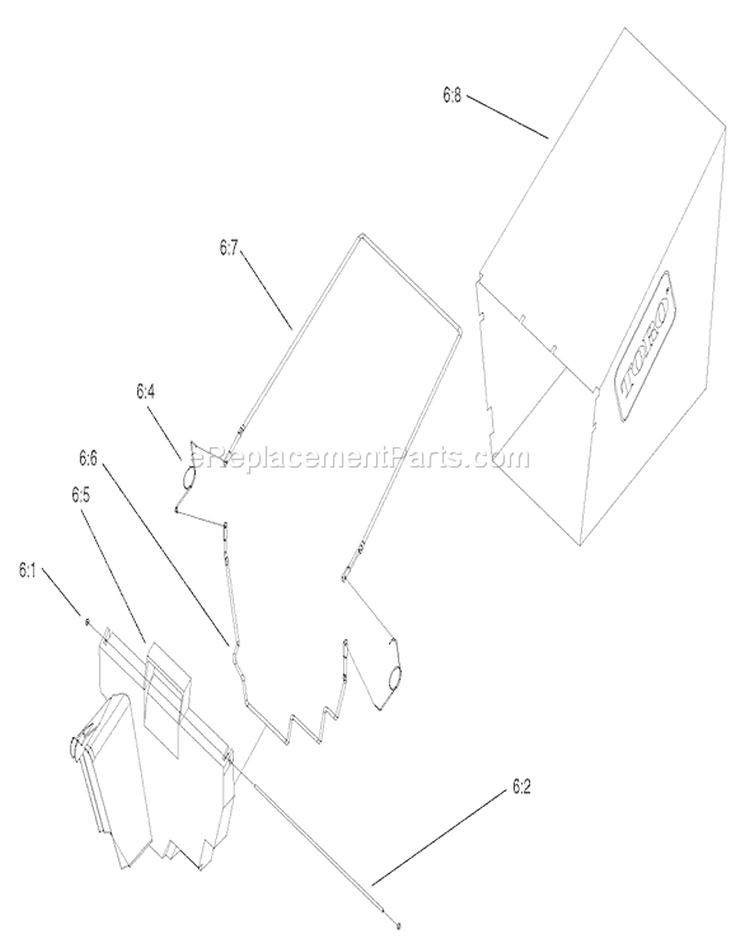 Rear Bagger Assembly Diagram and Parts List for 20037 220000001-220999999 - 2002 Toro Lawn Mower