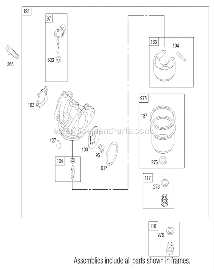 Carburetor Assembly Diagram and Parts List for 20037 220000001-220999999 - 2002 Toro Lawn Mower