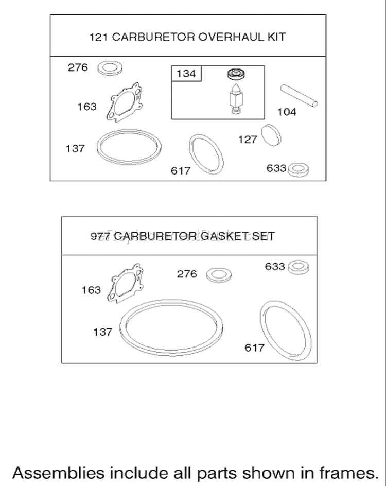 Carburetor Overhaul Kit Diagram and Parts List for 20037 220000001-220999999 - 2002 Toro Lawn Mower