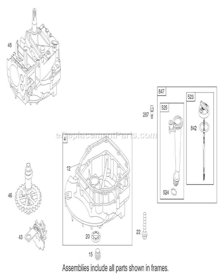 Crankcase Assembly Diagram and Parts List for 20037 220000001-220999999 - 2002 Toro Lawn Mower