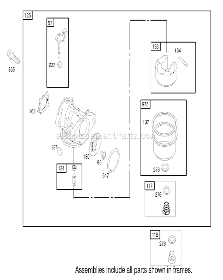 Carburetor Assembly Diagram and Parts List for 20037 230000001-230999999 - 2003 Toro Lawn Mower