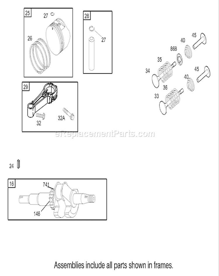 Crankshaft Assembly Diagram and Parts List for 20037 230000001-230999999 - 2003 Toro Lawn Mower