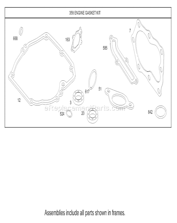 Gasket Assembly Diagram and Parts List for 20037 230000001-230999999 - 2003 Toro Lawn Mower