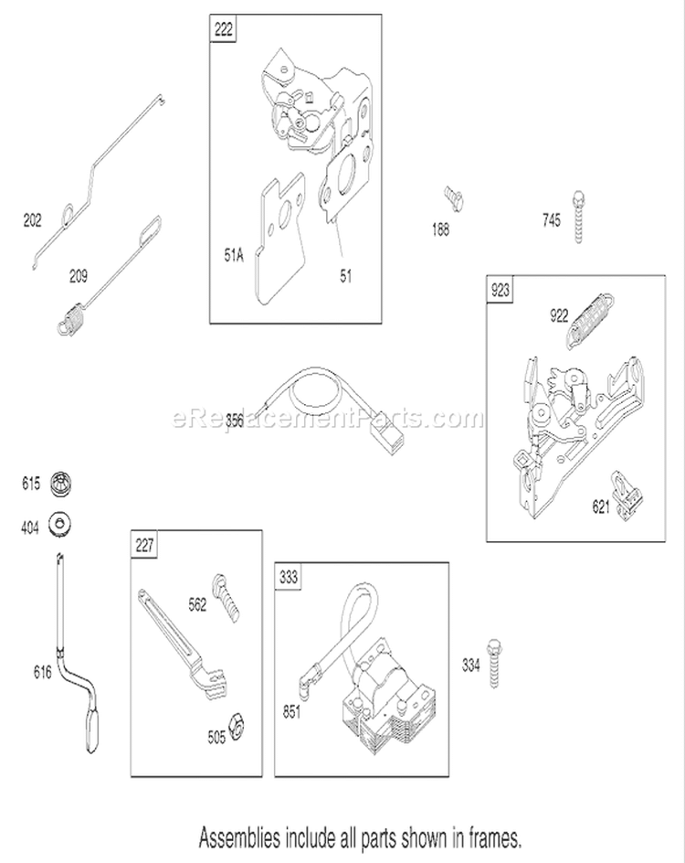 Governor Assembly Diagram and Parts List for 20038 220000001-220999999 - 2002 Toro Lawn Mower