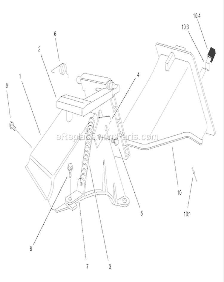 Rear Bag Discharge Chute Assembly Diagram and Parts List for 20038 220000001-220999999 - 2002 Toro Lawn Mower