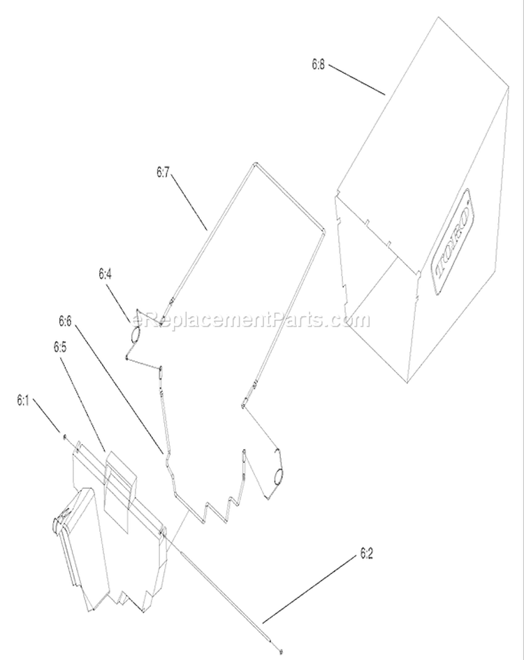 Rear Bagger Assembly Diagram and Parts List for 20038 220000001-220999999 - 2002 Toro Lawn Mower