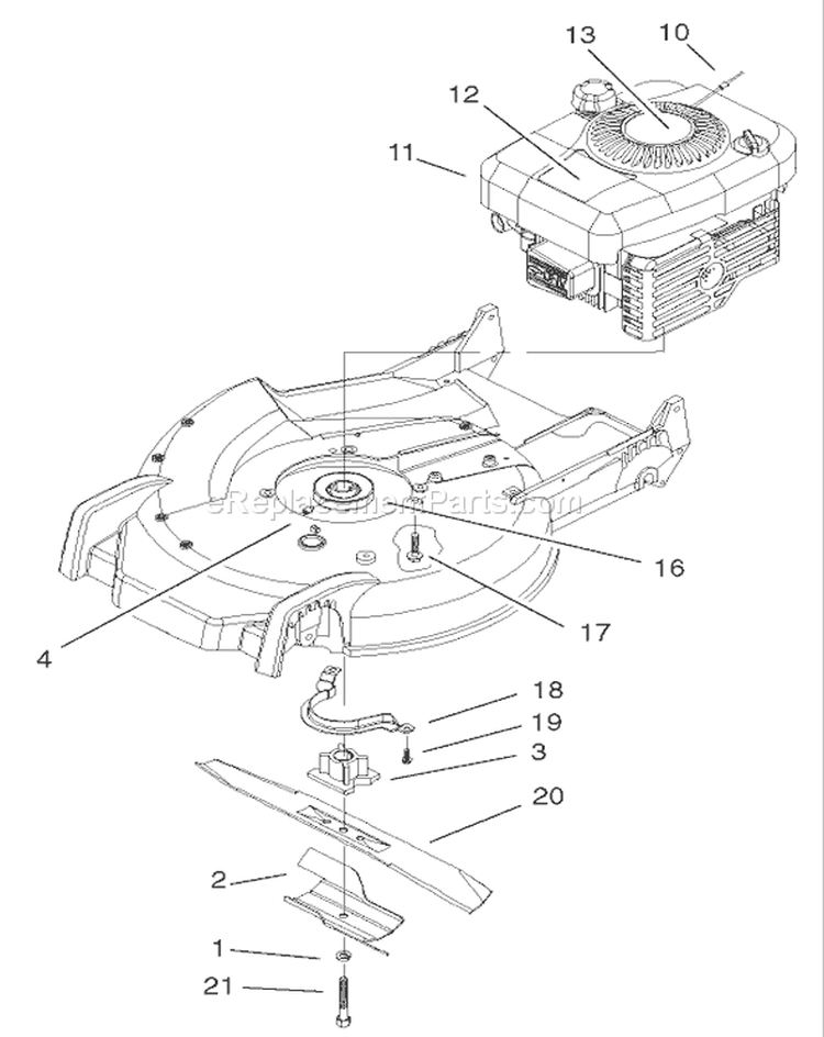 Engine Assembly Diagram and Parts List for 20038 220000001-220999999 - 2002 Toro Lawn Mower