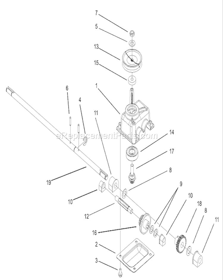 Gear Case Assembly Diagram and Parts List for 20038 230000001-230999999 - 2003 Toro Lawn Mower