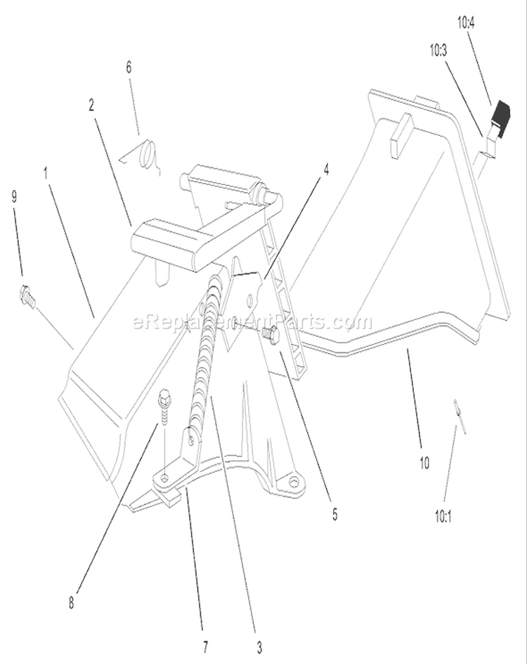 Rear Bag Discharge Chute Assembly Diagram and Parts List for 20038 230000001-230999999 - 2003 Toro Lawn Mower