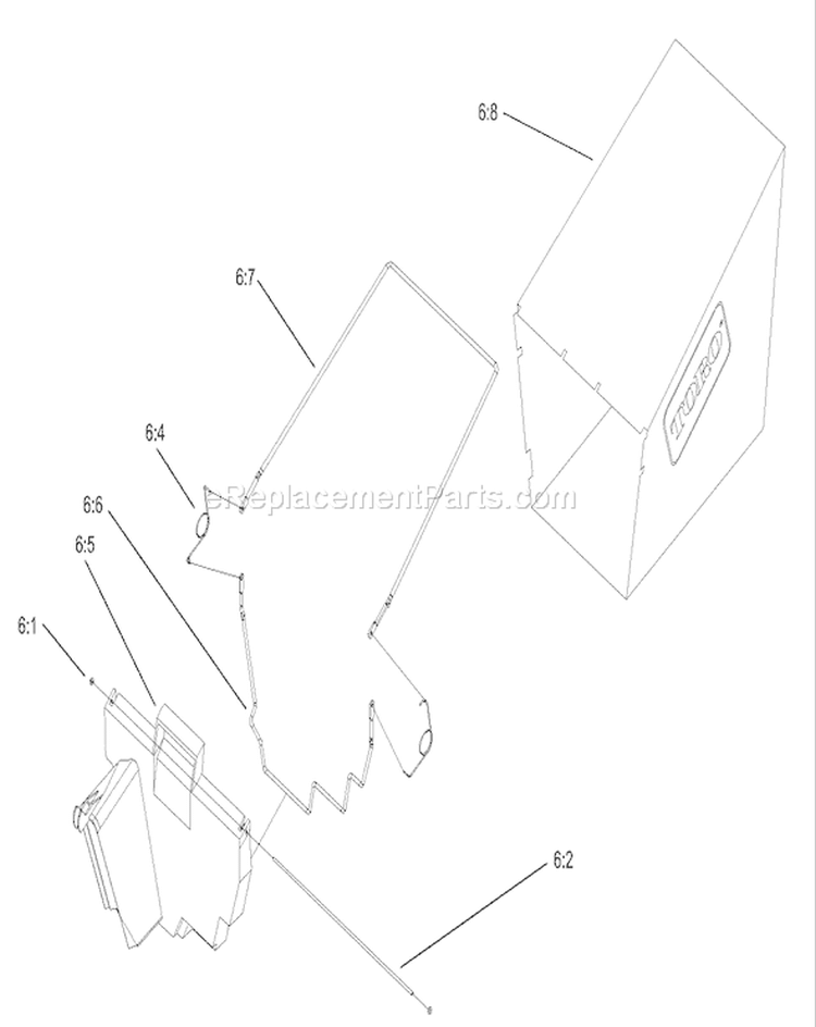 Rear Bagger Assembly Diagram and Parts List for 20038 230000001-230999999 - 2003 Toro Lawn Mower