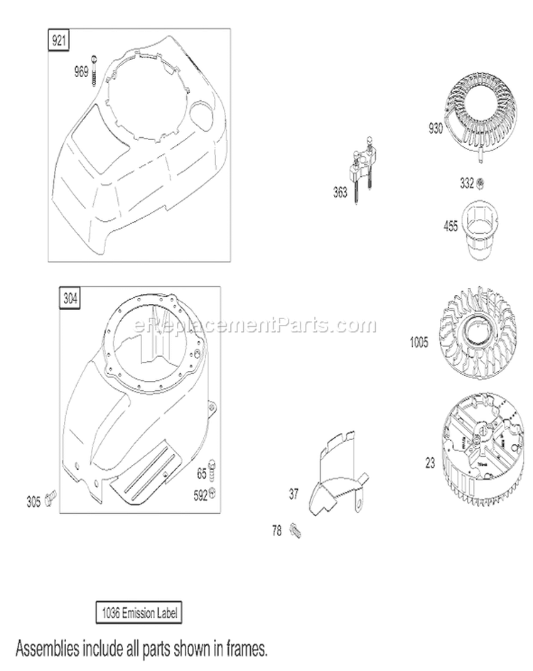 Blower Housing Assembly Diagram and Parts List for 20038 230000001-230999999 - 2003 Toro Lawn Mower