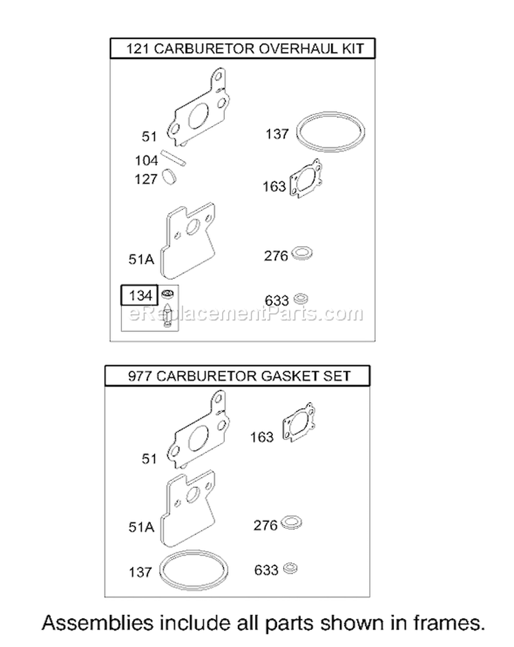 Carburetor Overhaul Kit Diagram and Parts List for 20038 230000001-230999999 - 2003 Toro Lawn Mower