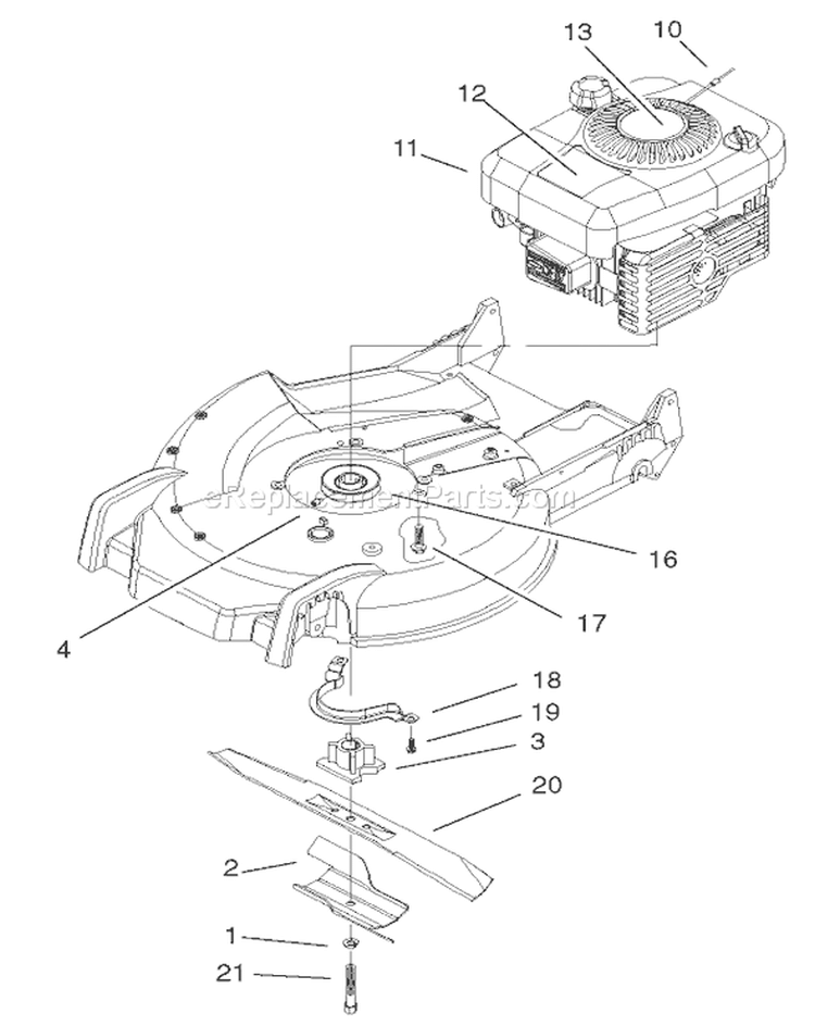 Engine Assembly Diagram and Parts List for 20039 220000001-220999999 - 2002 Toro Lawn Mower