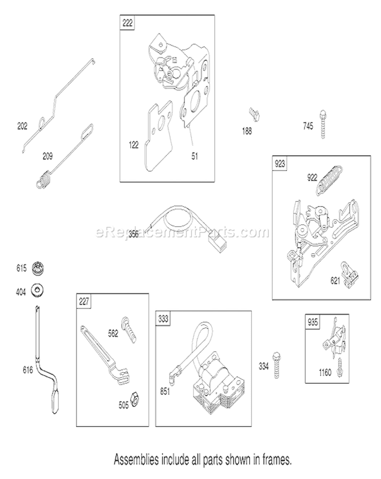 Governor Assembly Diagram and Parts List for 20039 220000001-220999999 - 2002 Toro Lawn Mower