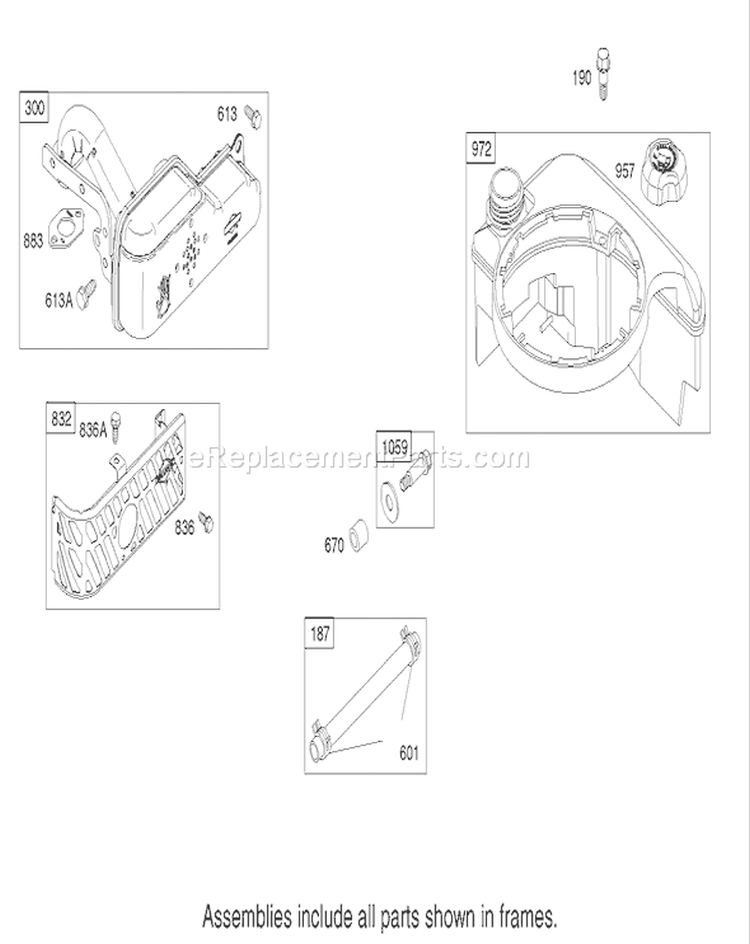 Muffler and Fuel Tank Diagram and Parts List for 20039 220000001-220999999 - 2002 Toro Lawn Mower