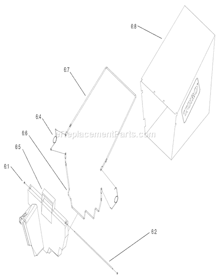 Rear Bagger Assembly Diagram and Parts List for 20039 220000001-220999999 - 2002 Toro Lawn Mower