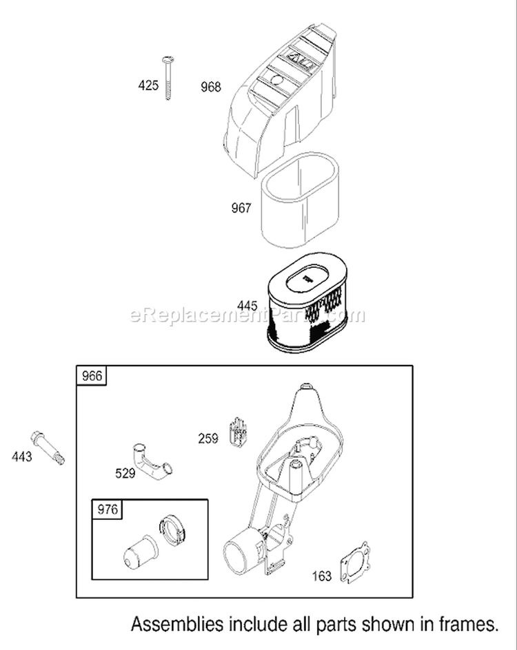 Air Cleaner Assembly Diagram and Parts List for 20039 240000001-240999999 - 2004 Toro Lawn Mower