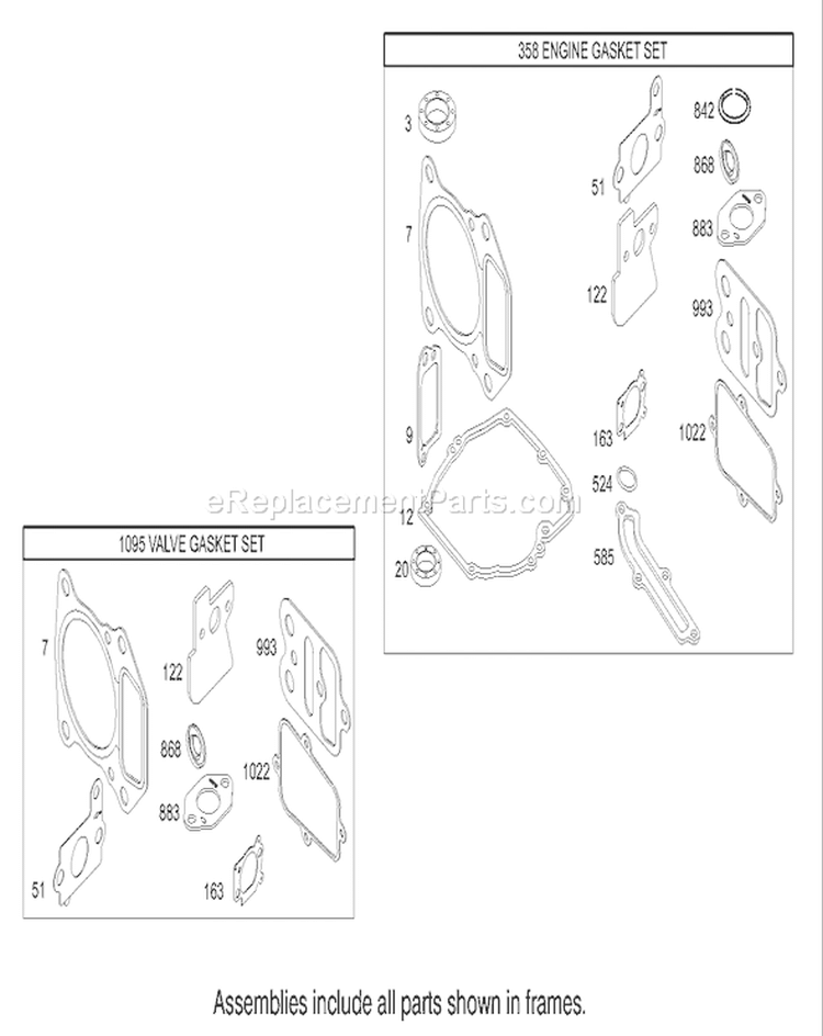 Gasket Assembly Diagram and Parts List for 20039 240000001-240999999 - 2004 Toro Lawn Mower