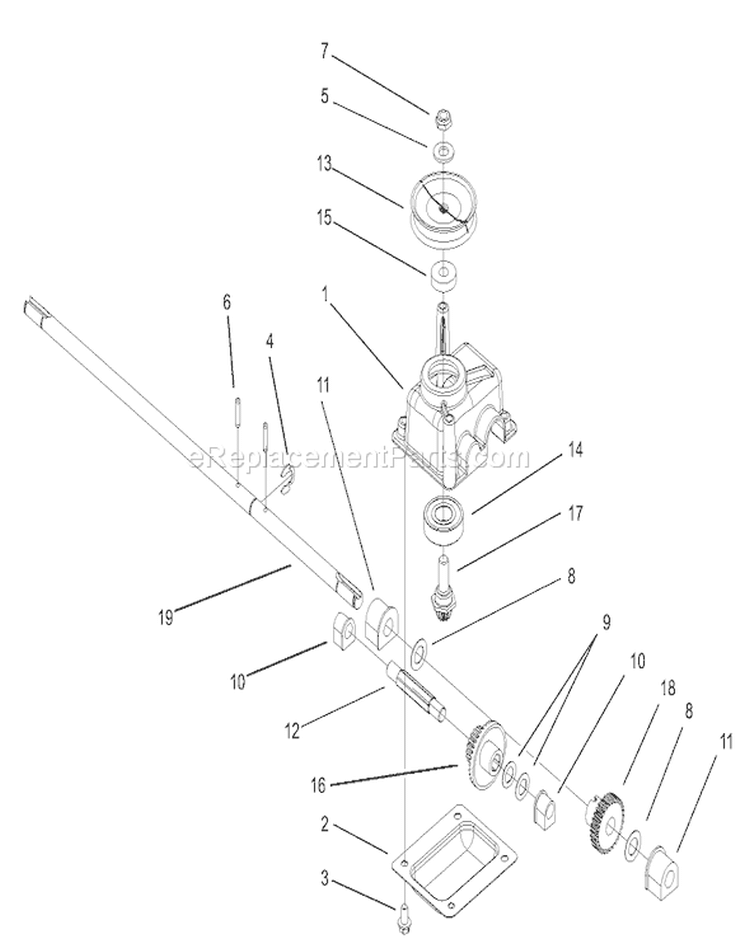 Gear Case Assembly Diagram and Parts List for 20039 240000001-240999999 - 2004 Toro Lawn Mower