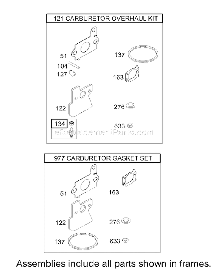 Carburetor Overhaul Kit Diagram and Parts List for 20039 240000001-240999999 - 2004 Toro Lawn Mower