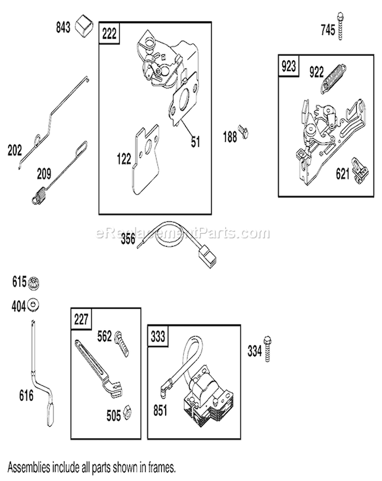 Governor Assembly Diagram and Parts List for 20040 210000001-210999999 - 2001 Toro Lawn Mower