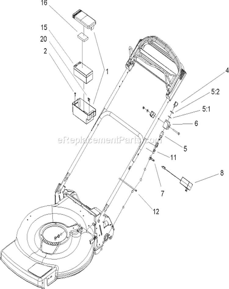 Electric Start Assembly Diagram and Parts List for 20041 250000001-250999999 - 2005 Toro Lawn Mower